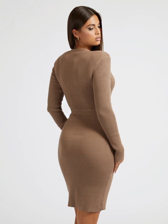 Módní Alexandra šaty, Hnědá barva, 2022