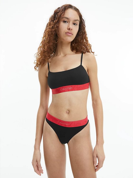 Embossed set podprsenka a kalhotky – Calvin Klein Underwear, Černá, Červená barva Ženy