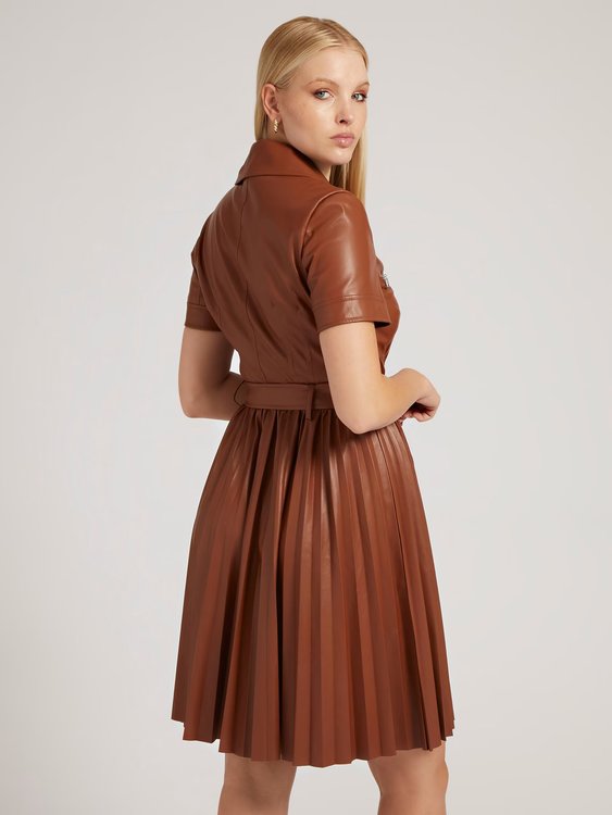 Módní Livia šaty, Hnědá barva, 2023