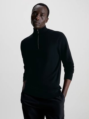 Calvin Klein – Merino Quarter svetr, Černá barva