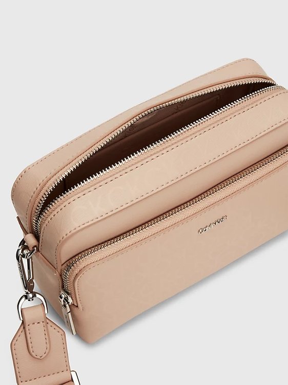 Luxusní CK Must Camera crossbody, Béžová, Hnědá barva, OS