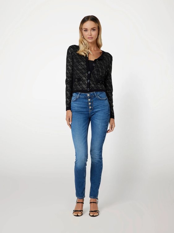 Paige 4G Stones svetr propínací – GUESS, Černá barva Ženy