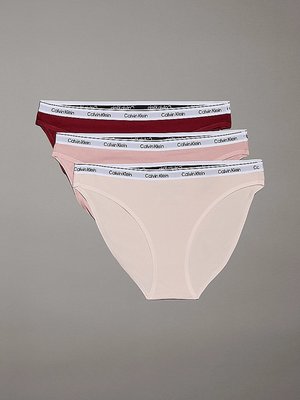 Calvin Klein Underwear – Modern Logo bikiny 3ks, Růžová, Vínová barva