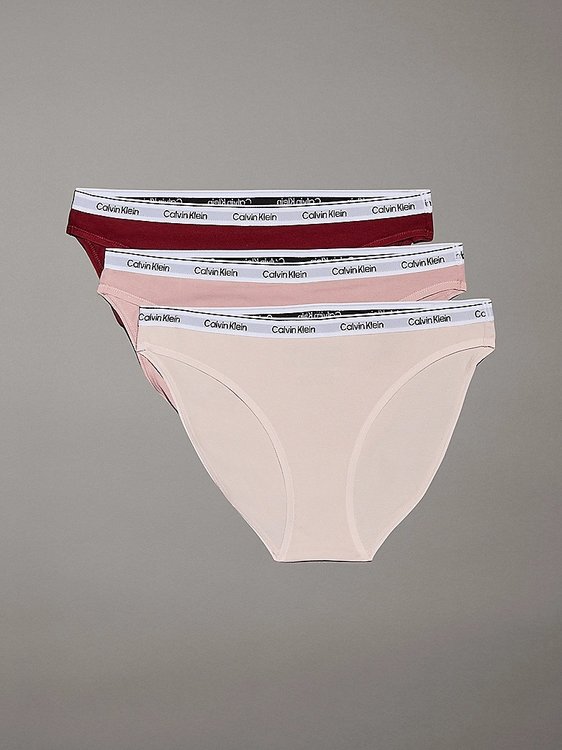 Calvin Klein Underwear – Modern Logo bikiny 3ks, Růžová, Vínová barva