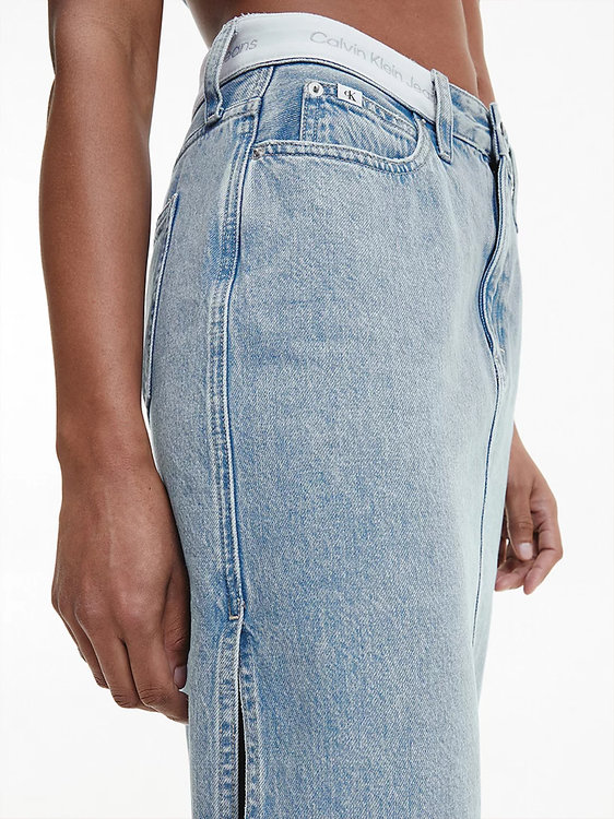 Luxusní Maxi denim sukně, Modrá barva, 28/NI