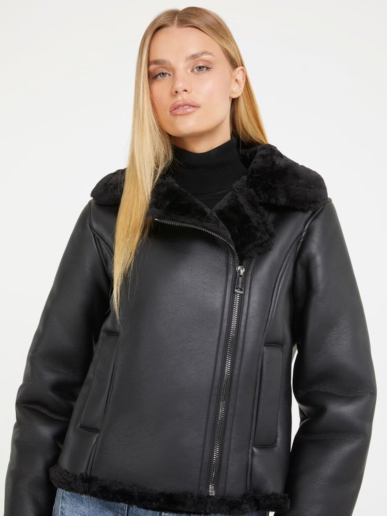 Luxusní Dafne bunda, Černá barva, S