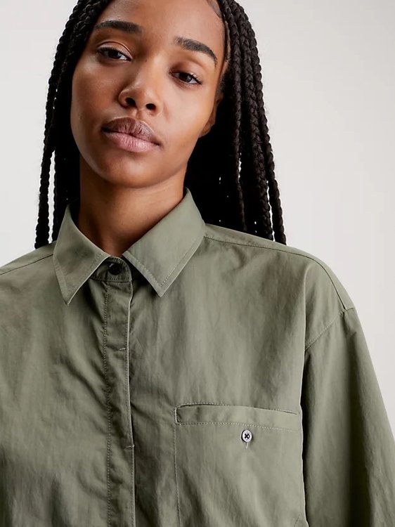 Módní Soft Touch Shirt šaty, Zelená barva, 2024