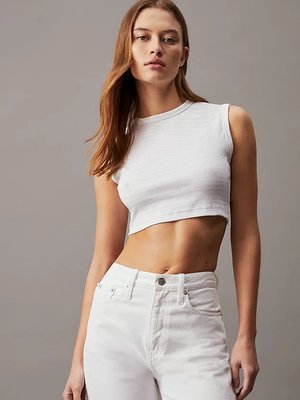 Calvin Klein Jeans – Cropped Tank top, Bílá barva