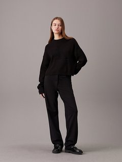 Luxusní Logo Intarsia Regular svetr, Černá barva, XS, S, M