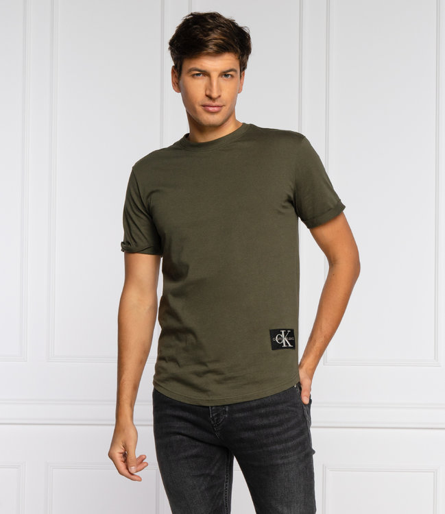 Badge tričko – Calvin Klein Jeans, Hnědá barva Muži