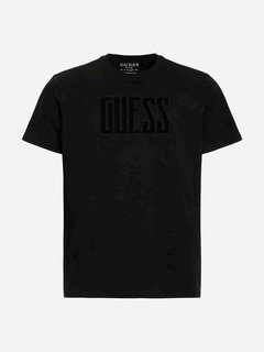 Guess – Velvet logo tričko, Černá barva 2