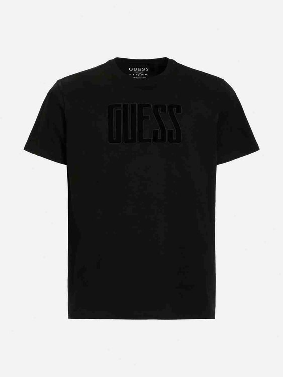 Guess – Velvet logo tričko, Černá barva 2