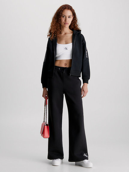 Módní Tape Zip-Through mikina, Černá barva, 2023