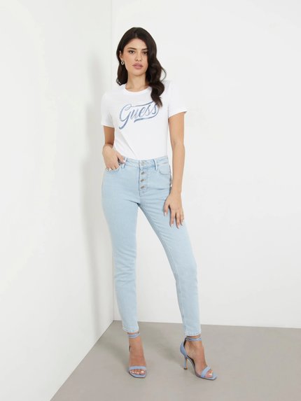 Módní Stones&Embro triko, Bílá barva, 2024