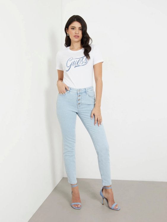 Módní Stones&Embro triko, Bílá barva, 2024