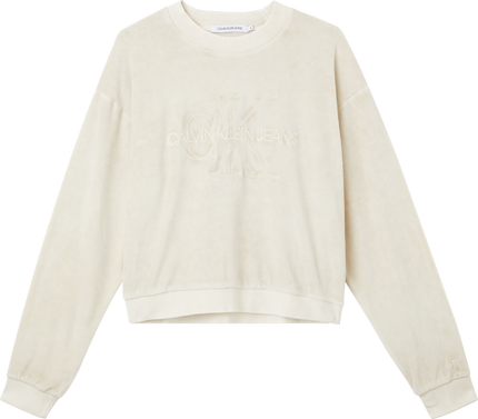 Calvin Klein Jeans, Béžová, Krémová barva Velvet mikina