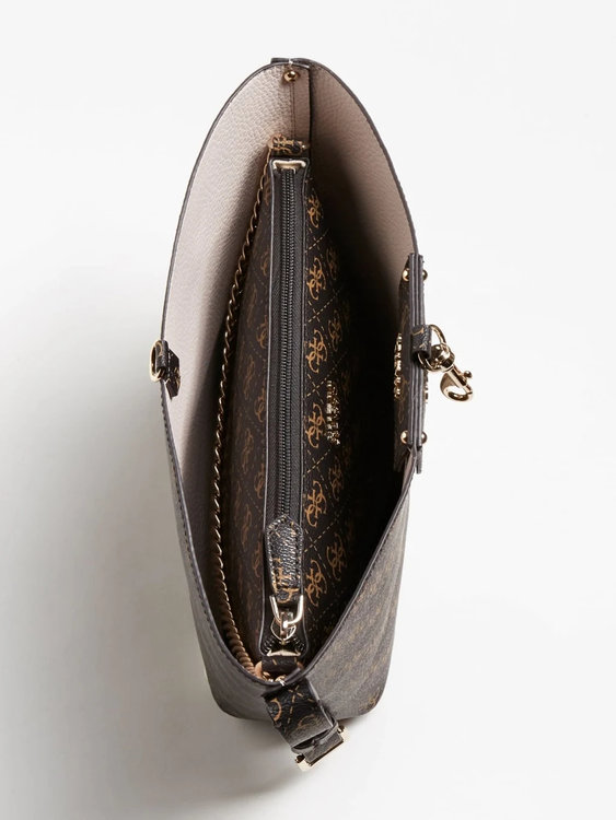 Guess, Černá, Hnědá barva Brenton 4G kabelka