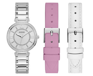 GUESS – Montage hodinky, Bílá, Růžová, Stříbrná barva