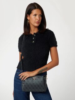 Luxusní Noelle Tri Compartment crossbody, Černá barva, T/U