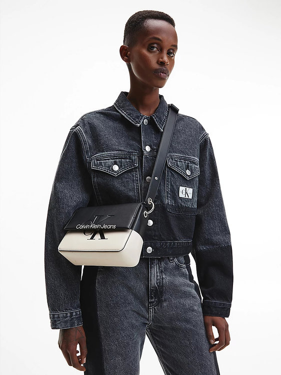 Módní Cropped denim bunda, Černá barva, 2022