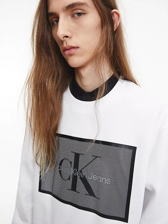 Calvin Klein Jeans, Bílá barva Molologo mesh mikina