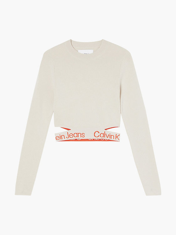 Waist logo svetr Krémová barva Ženy