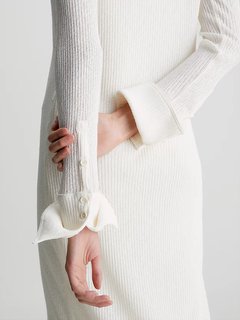 Luxusní Crepe Rib šaty, Bílá barva, XS, S, M