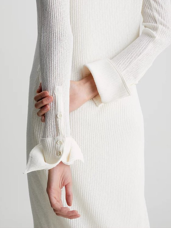 Luxusní Crepe Rib šaty, Bílá barva, XS, S, M