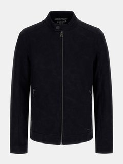 Faux Suede bunda Černá barva Muži