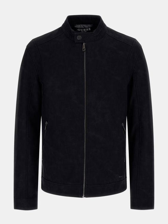 Faux Suede bunda Černá barva Muži