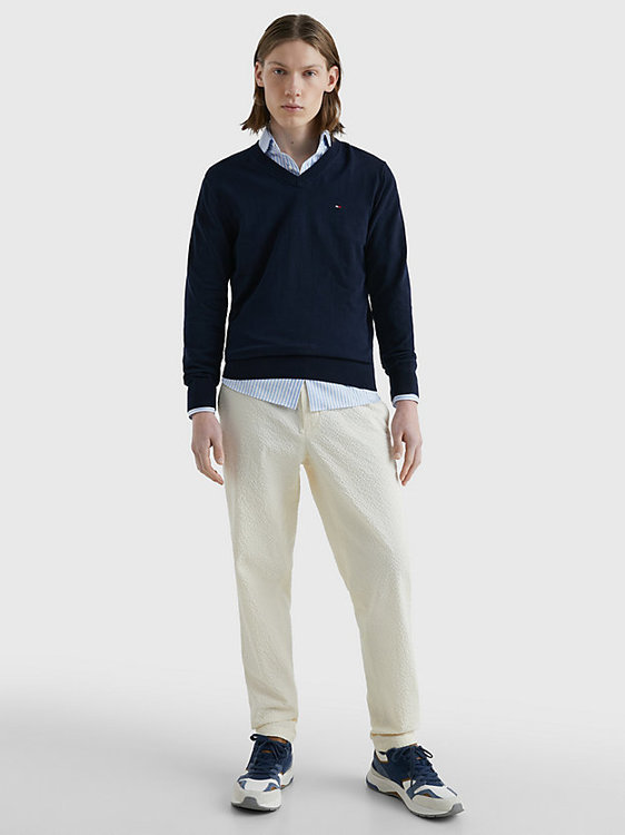 1985 V-Neck svetr – Tommy Hilfiger, Navy barva Muži