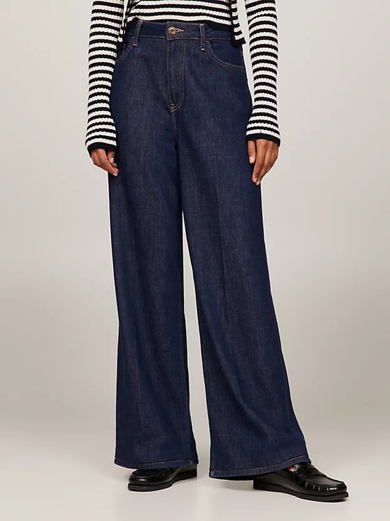 Tommy Hilfiger – Wide Leg Rue jeany, Modrá, Navy barva