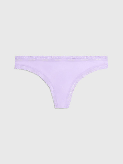 Calvin Klein Underwear – Lace Edge tanga, Fialová barva
