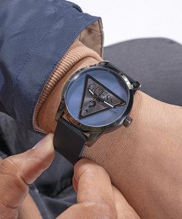 GUESS – Badge hodinky, Černá, Modrá, Šedá barva 1