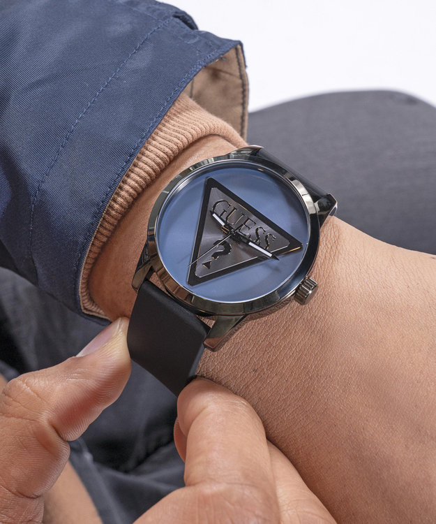 GUESS – Badge hodinky, Černá, Modrá, Šedá barva 1