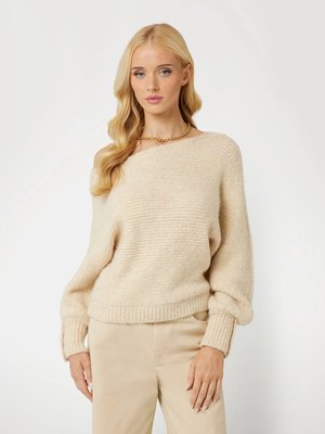 GUESS – Off-shoulder wool svetr, Krémová barva