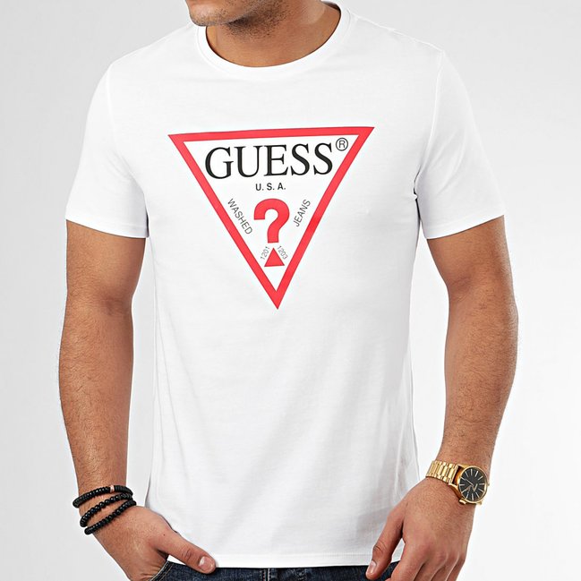 Guess – Logo triko, Bílá barva