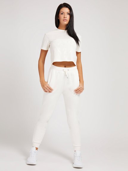 Módní Adele crop triko, Bílá barva, 2022