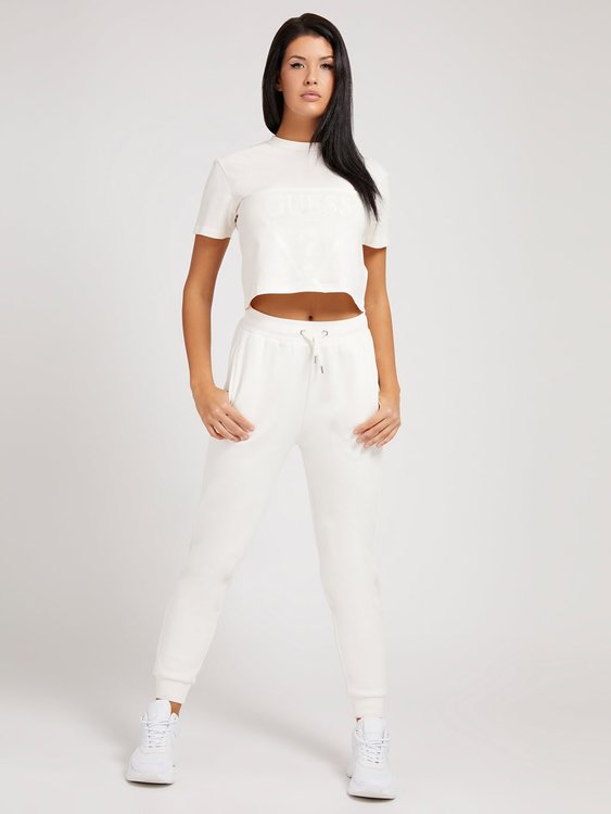 Módní Adele crop triko, Bílá barva, 2022