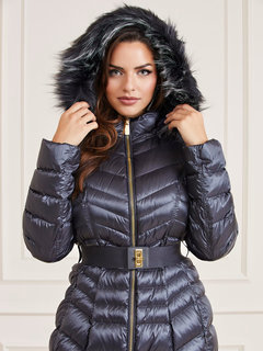 Luxusní Chantal kabát, Černá barva, 38, 40, 42, 44