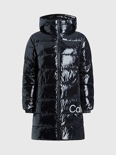 Shiny Long Fitted kabát Černá barva Ženy