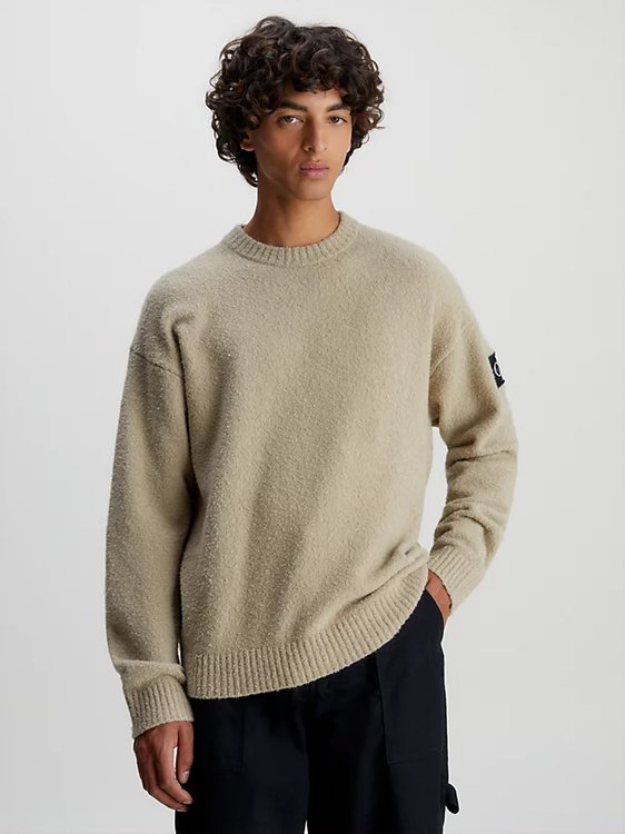 Calvin Klein Jeans – High Texture svetr, Béžová barva