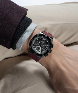 GUESS, Černá, Šedá, Vínová barva Headline hodinky