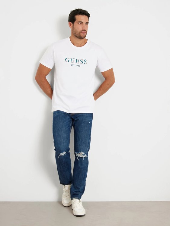 Módní Guess Multicolor triko, Bílá barva, 2024