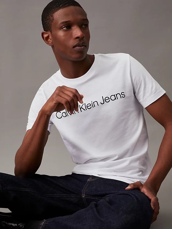 Calvin Klein Jeans – Core Institutional Logo triko, Bílá barva