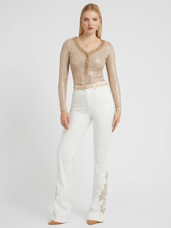 Módní Esperanza top, Béžová, Zlatá barva, 2023