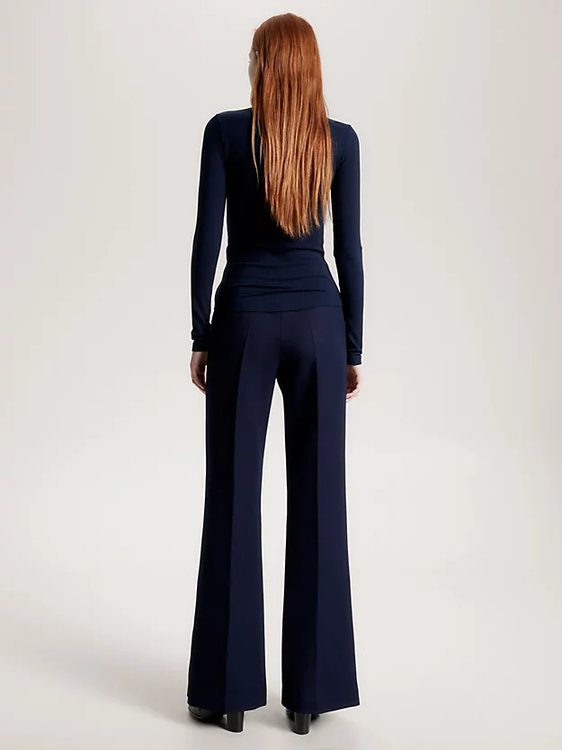 Módní Slim Rib Roll svetr, Navy barva, 2023