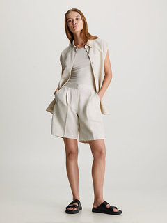 Luxusní Linen Tailored šortky, Béžová, Bílá, Krémová barva, 34, 36, 38