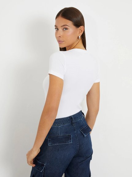 Módní Mini Triangle triko, Bílá barva, 2024