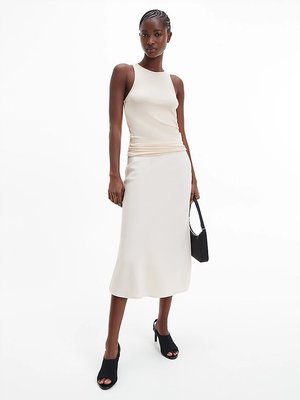 Luxusní Recycled midi sukně, Béžová barva, 34, 36, 38